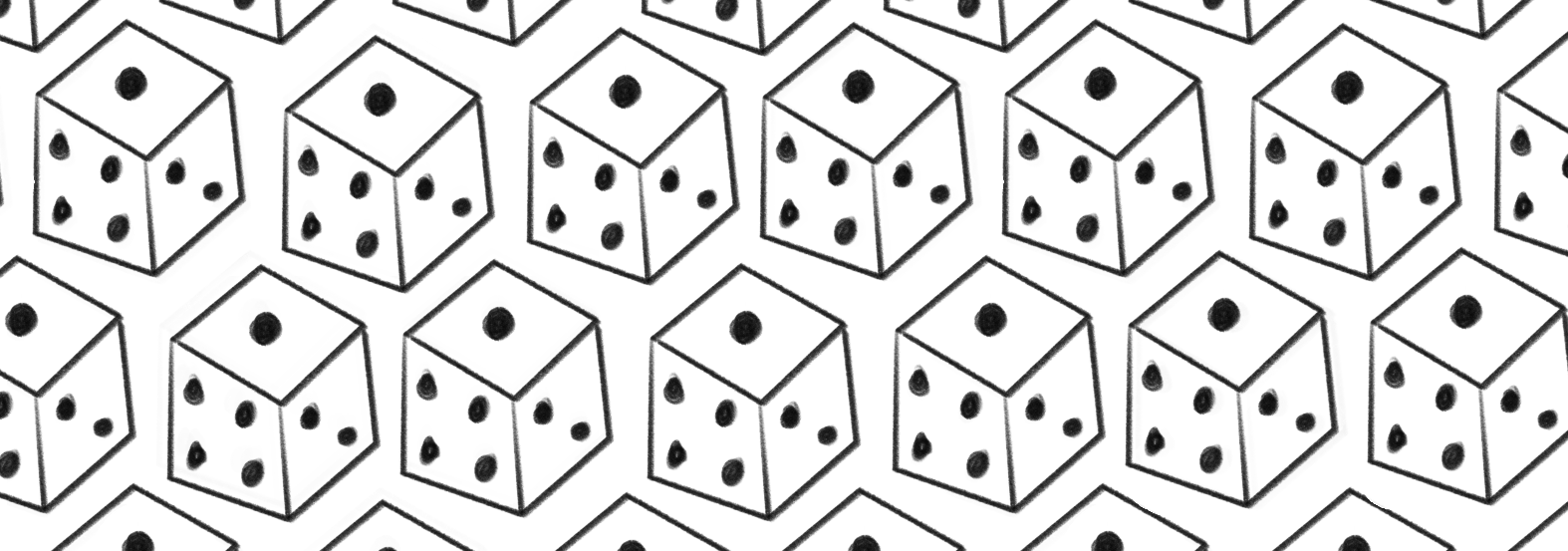 repeating pattern of crudely drawn dice